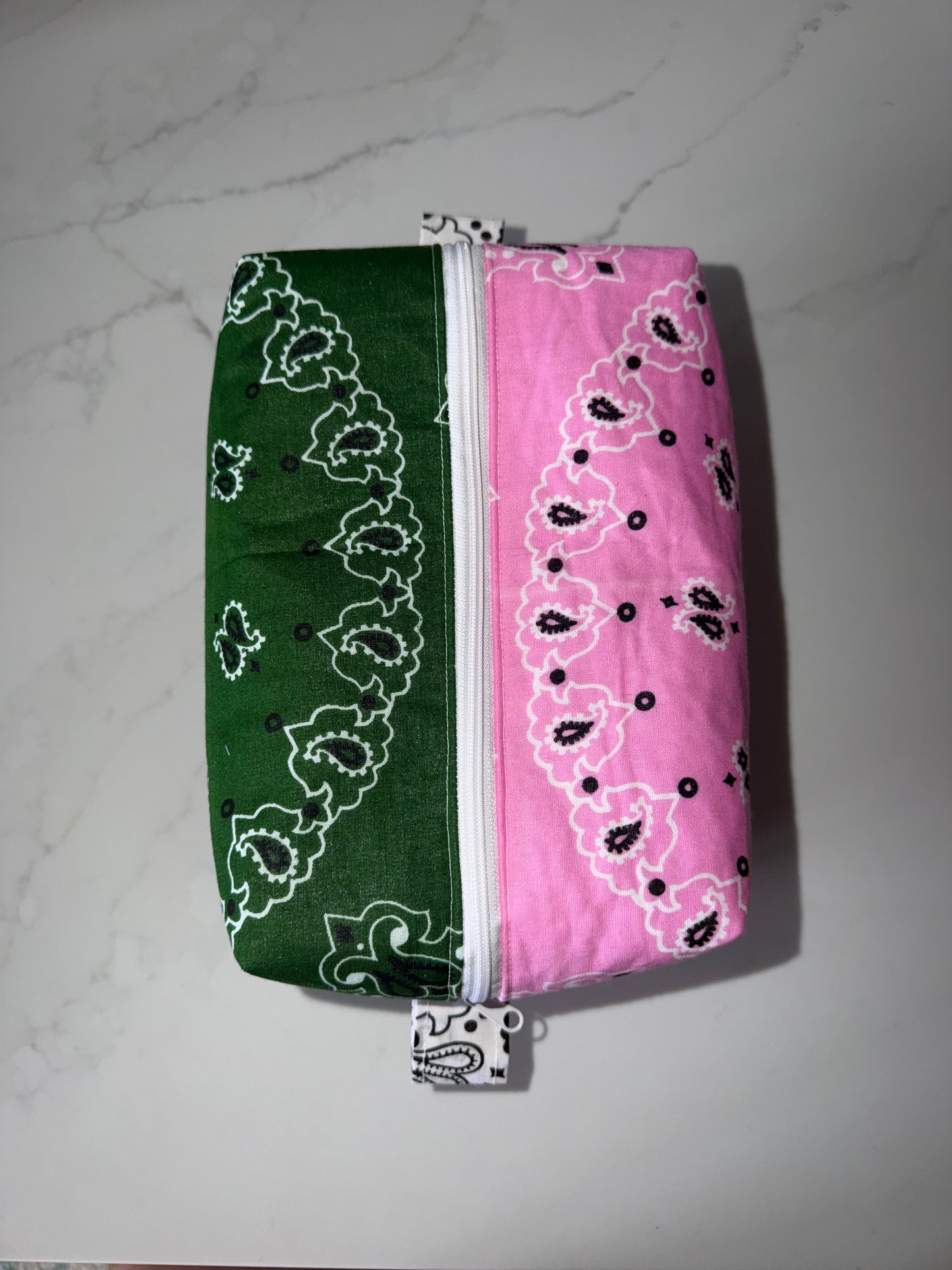 Pink & Green Bandana Patchwork Cosmetic Bag