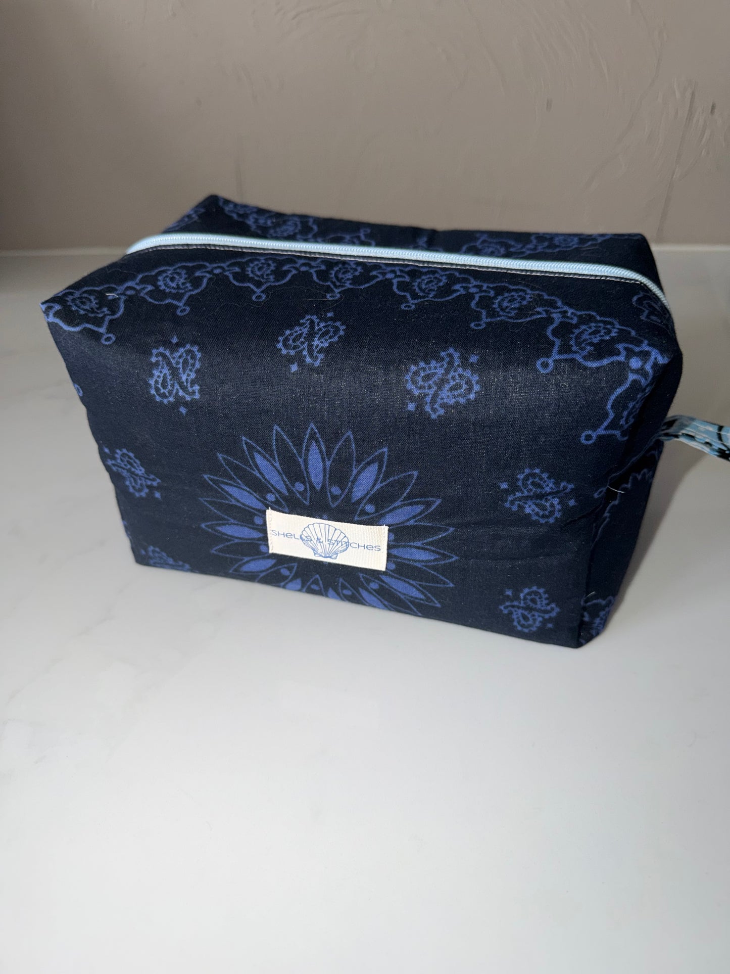 Navy & Purple Bandana Cosmetic Bag