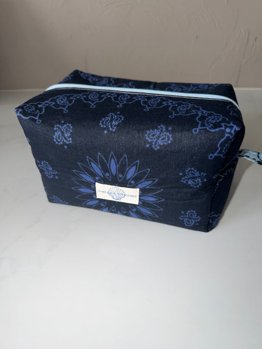 Navy & Purple Bandana Cosmetic Bag
