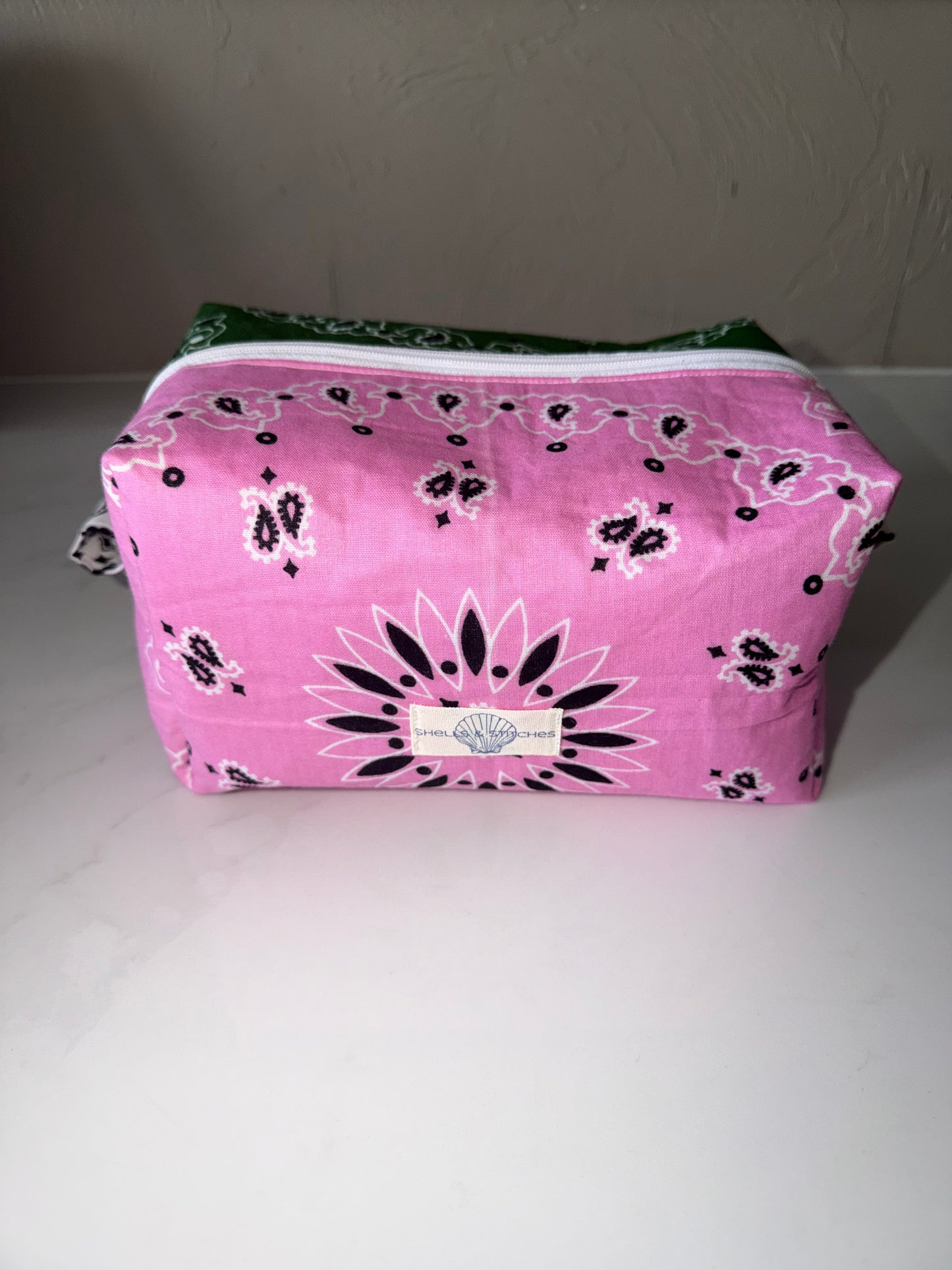Pink & Green Bandana Patchwork Cosmetic Bag