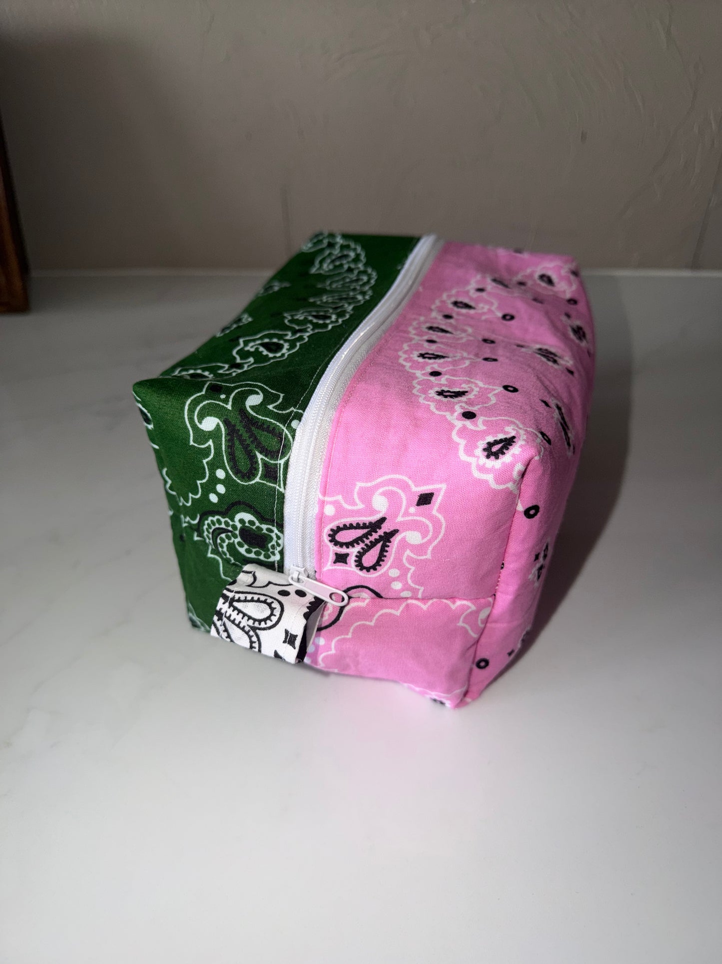 Pink & Green Bandana Patchwork Cosmetic Bag