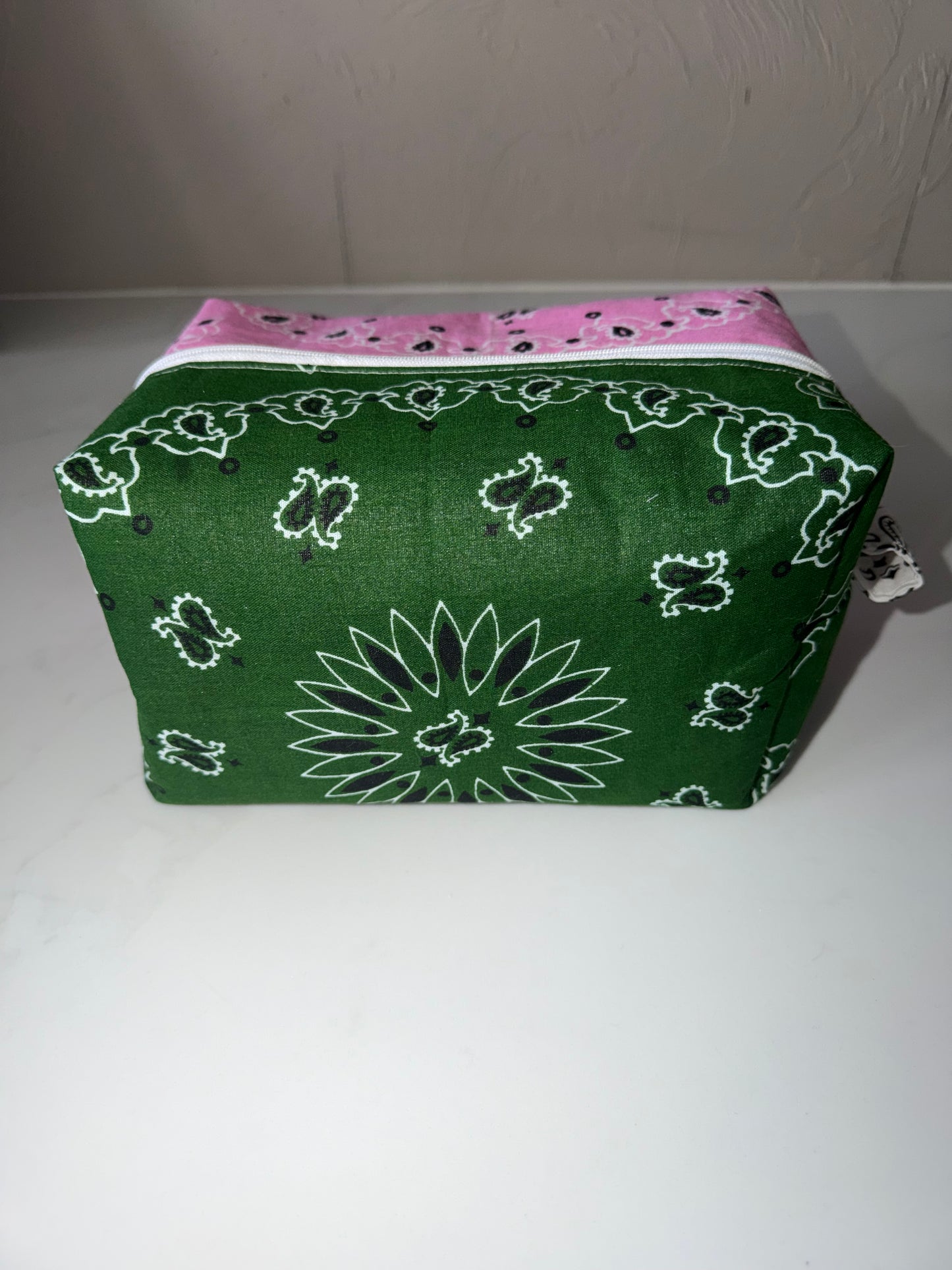 Pink & Green Bandana Patchwork Cosmetic Bag
