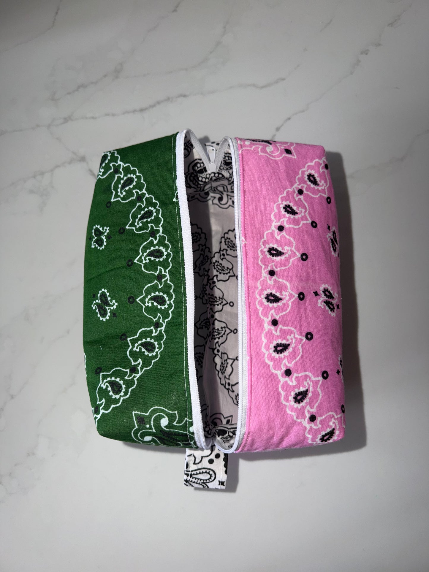 Pink & Green Bandana Patchwork Cosmetic Bag