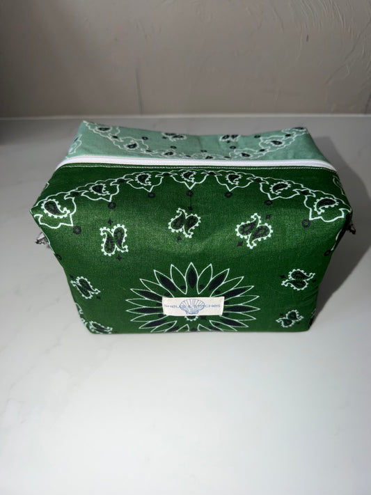 Green Bandana Patchwork Cosmetic Bag